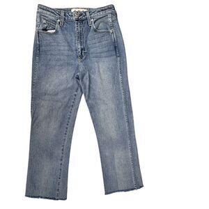 AMO Women's “Bella”  Baby Blues High-Rise Straight Jeans Blue Size 26 Raw Hem
